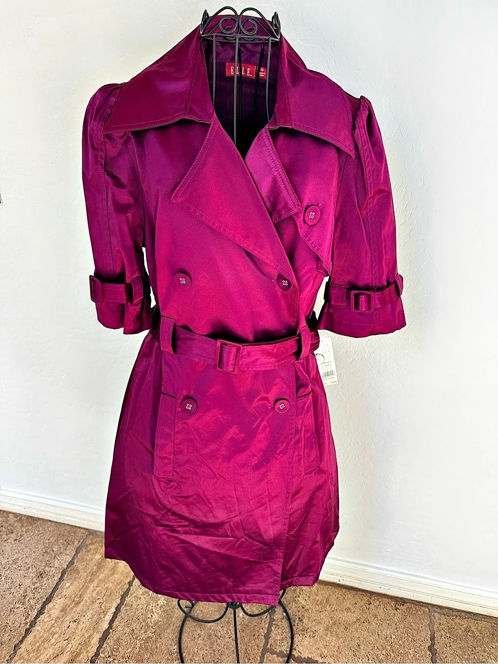 Vintage ELLE Satin Trench Coat/Dress